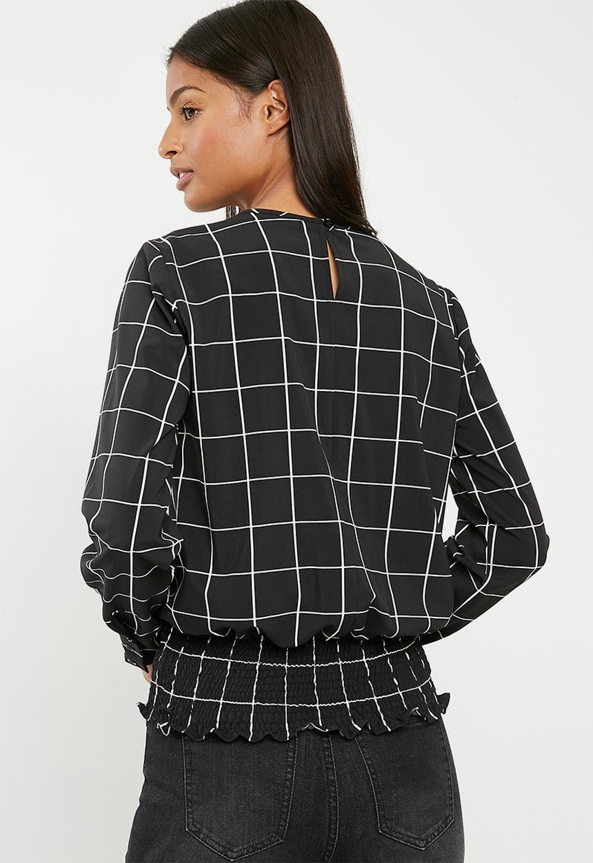Superbalist - Smocked hem blouse - black & white 
