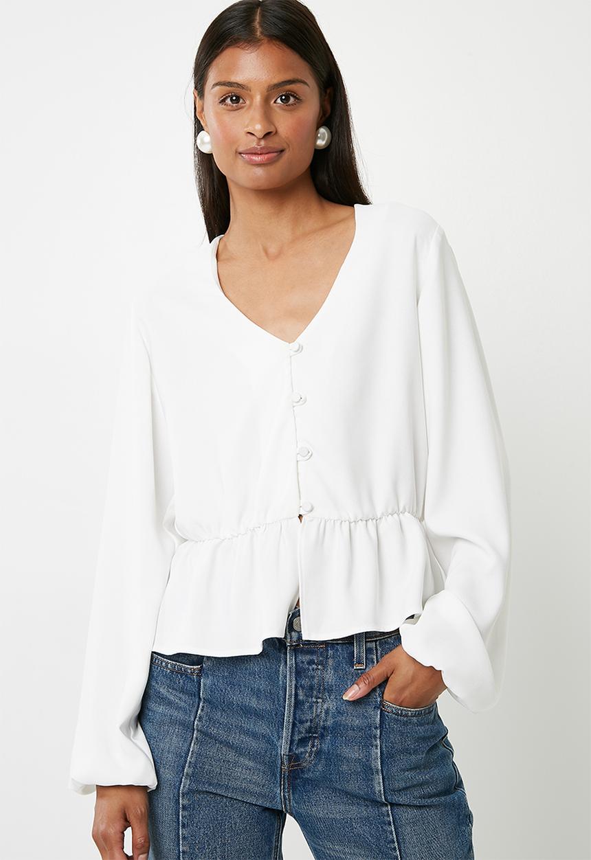 Superbalist - Feminine blouse with peplum - white 
