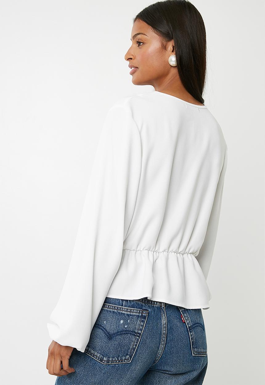 Superbalist - Feminine blouse with peplum - white 