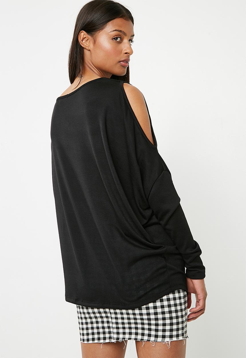 Superbalist - One shoulder knit top -  black 