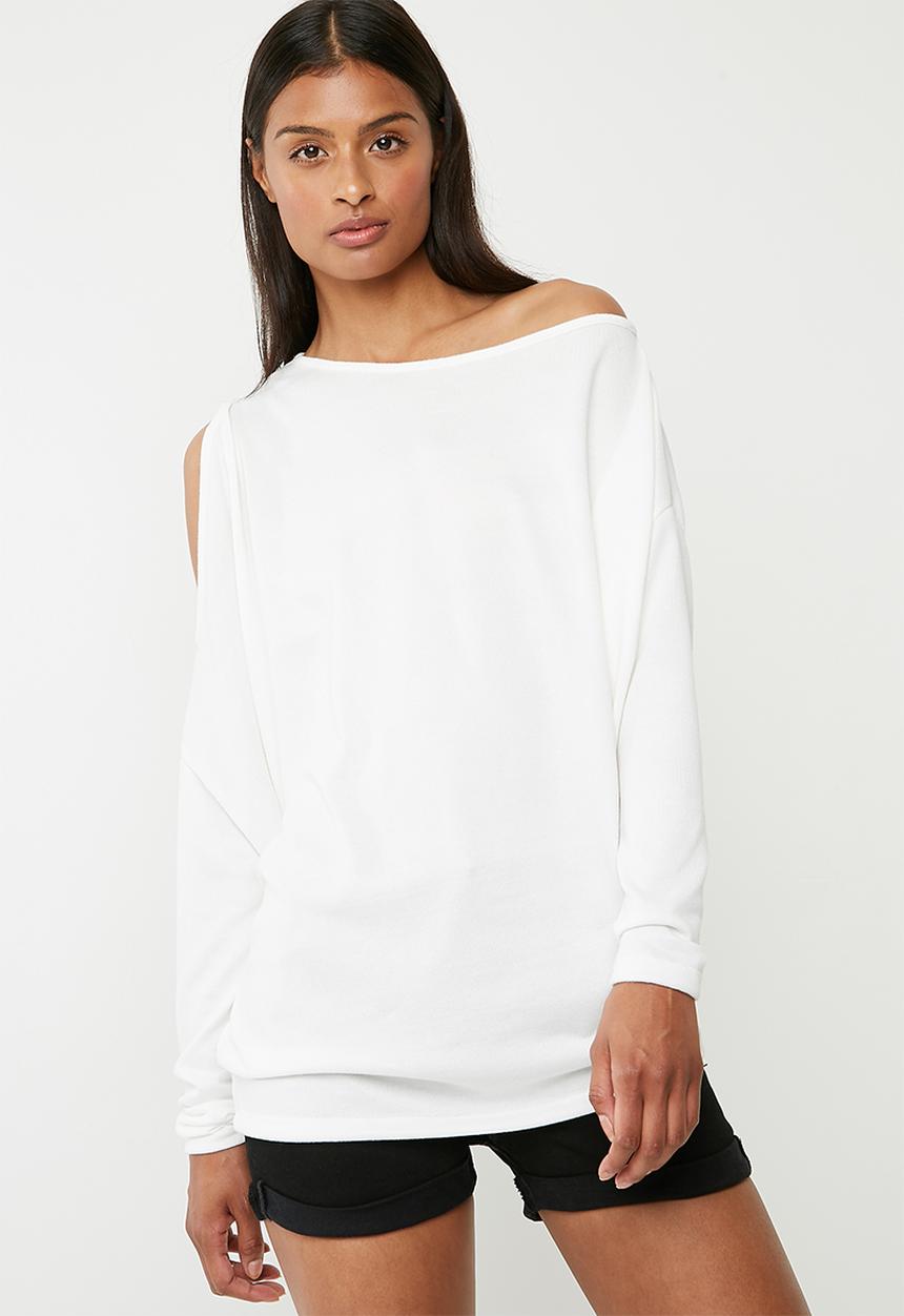 Superbalist - One shoulder knit top - white 