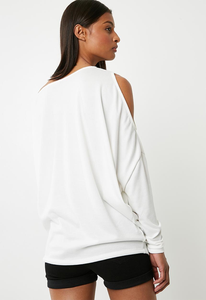 Superbalist - One shoulder knit top - white 