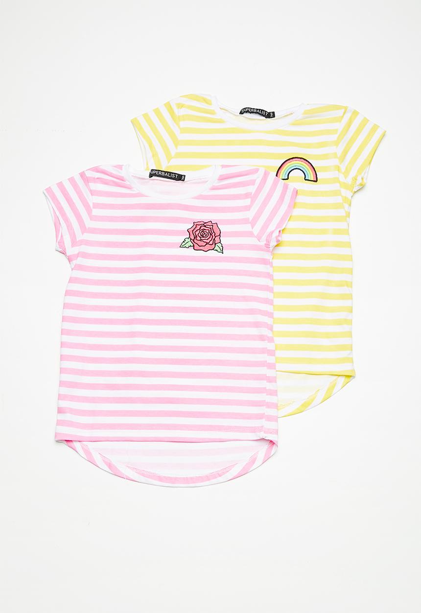 Superbalist - Kids girls 2 pack embroidered tee - multi 