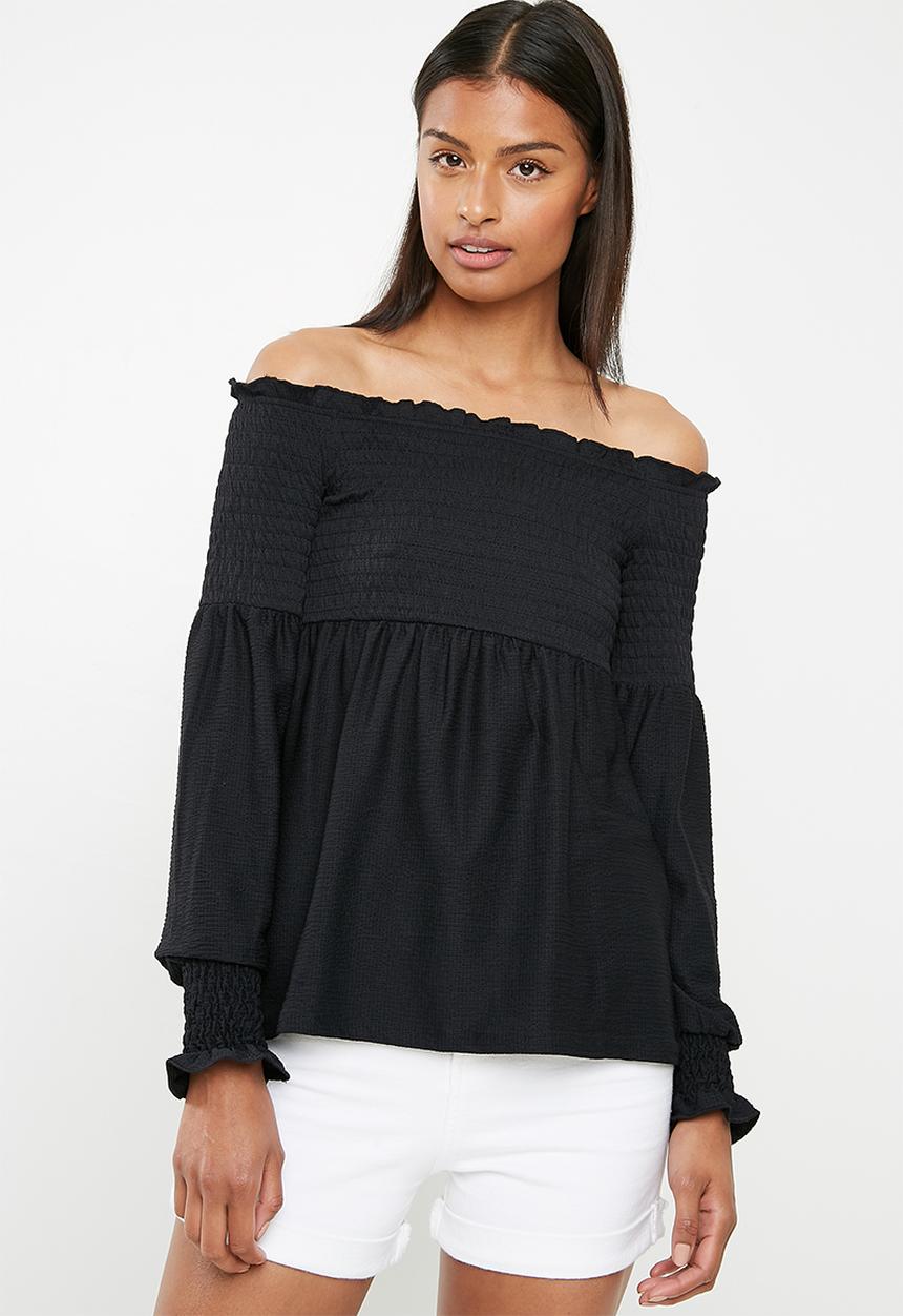 Pieces - Gurli off shoulder top - black 