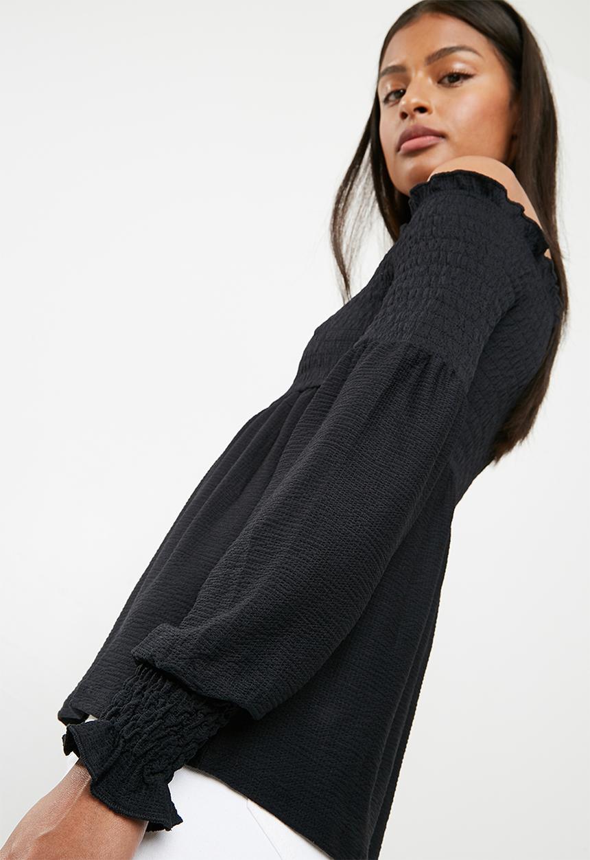 Pieces - Gurli off shoulder top - black 