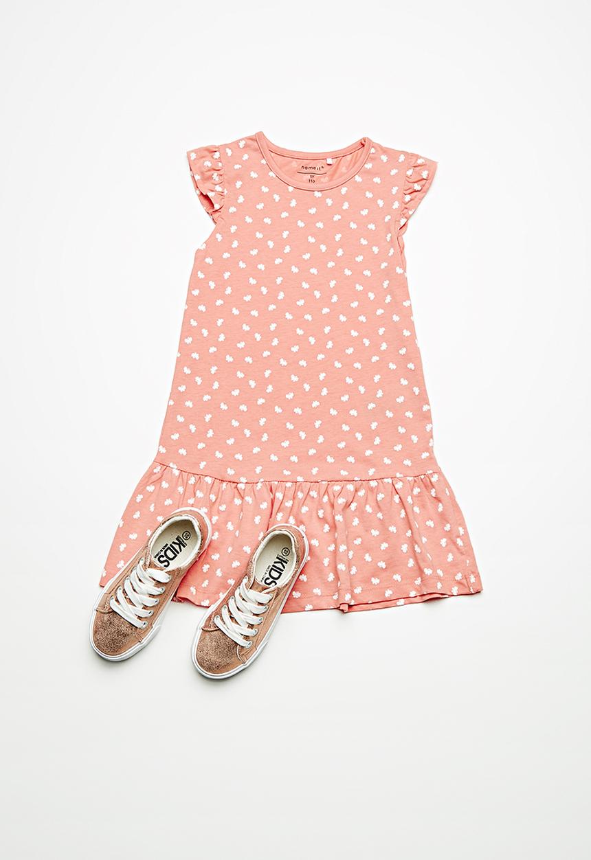 Name It - Vida dress - peach & white 