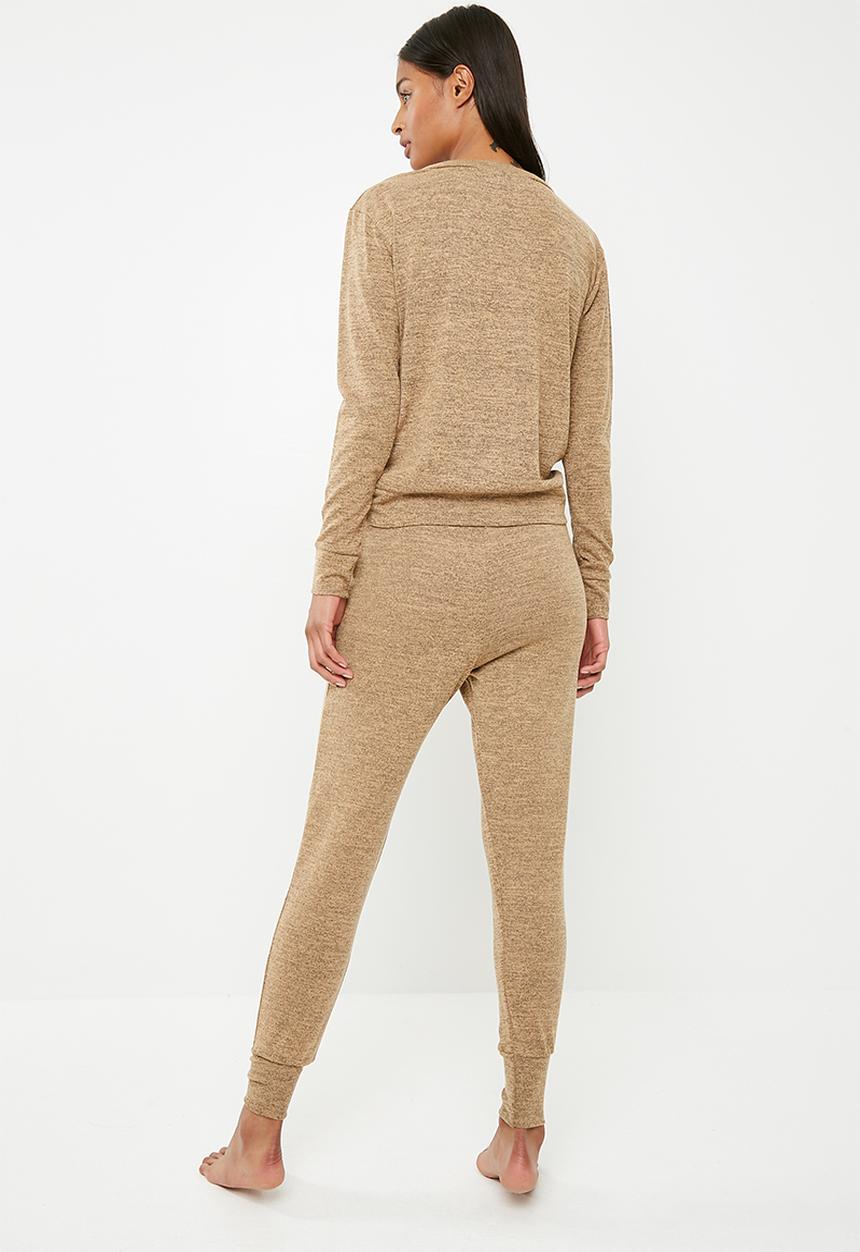 Missguided - Lounge tracksuit set - brown