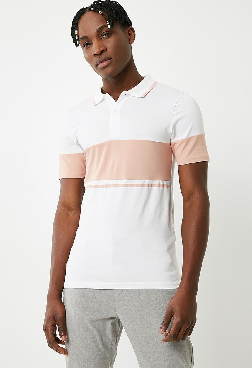 Only & Sons - Tom muscle fit colourblock polo - pink