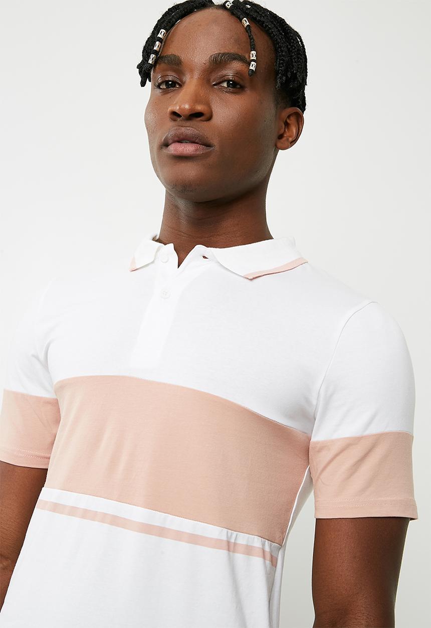 Only & Sons - Tom muscle fit colourblock polo - pink