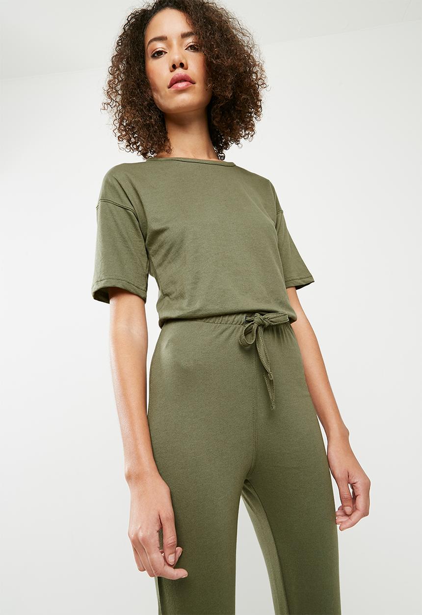 Missguided - Slouch drawstring short sleeve jumpsuit - green 