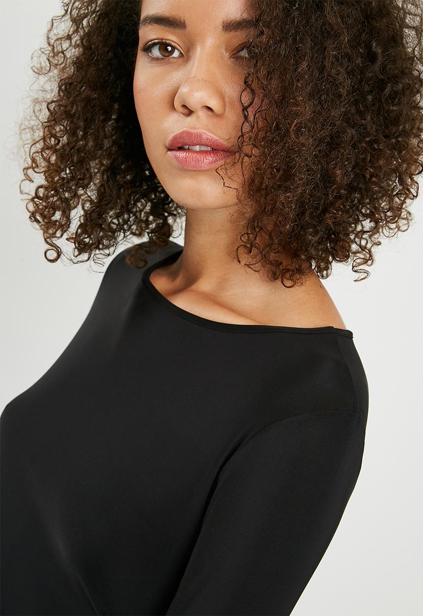 Missguided - Slinky twist front asymmetric split hem midi dress - black 