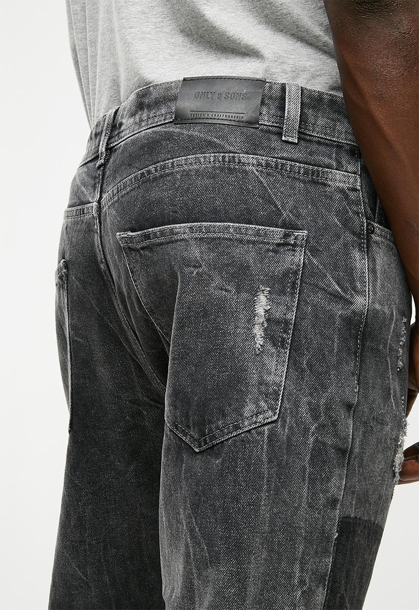 Only & Sons - Beam knee patch jeans - charcoal