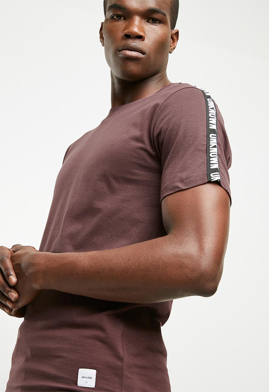 Only & Sons - Milton tape tee - burgundy