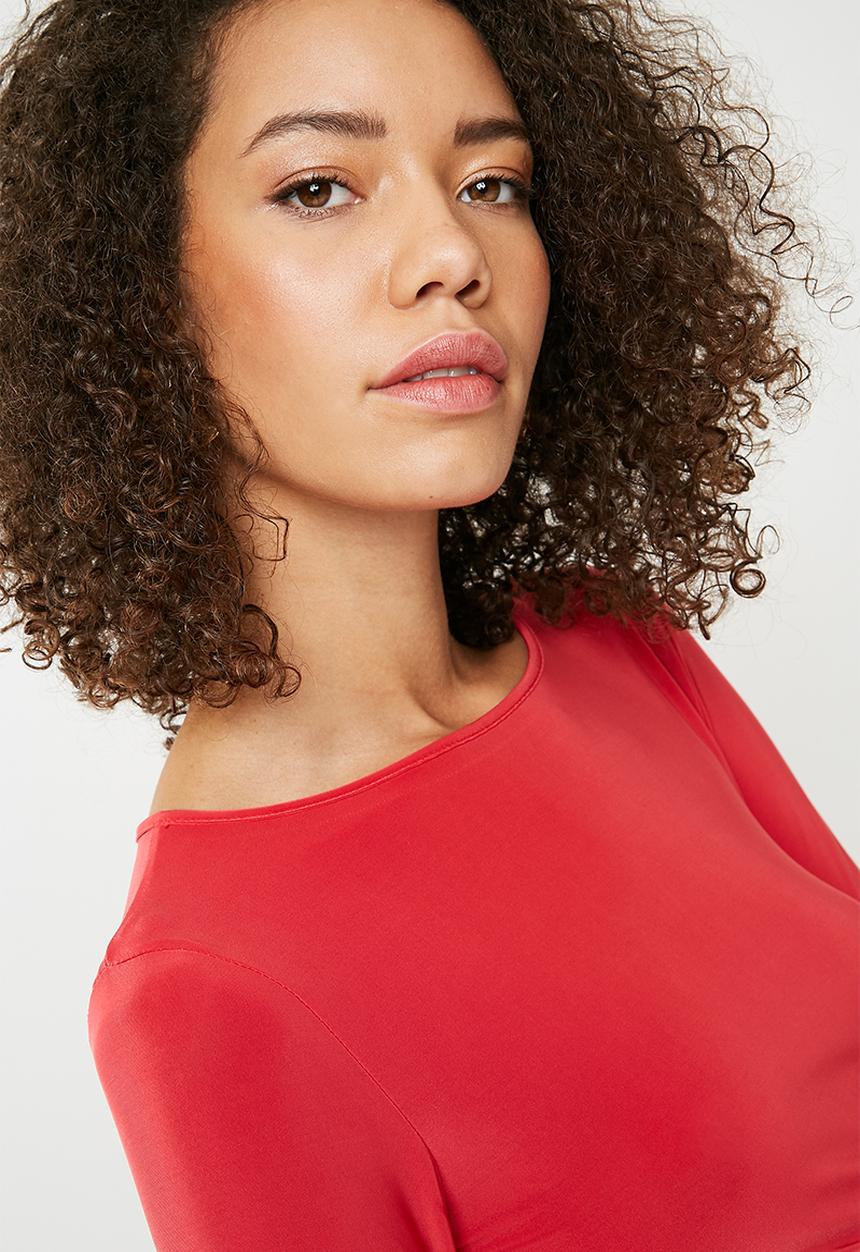 Missguided - Slinky twist front asymmetric split hem midi dress - red 