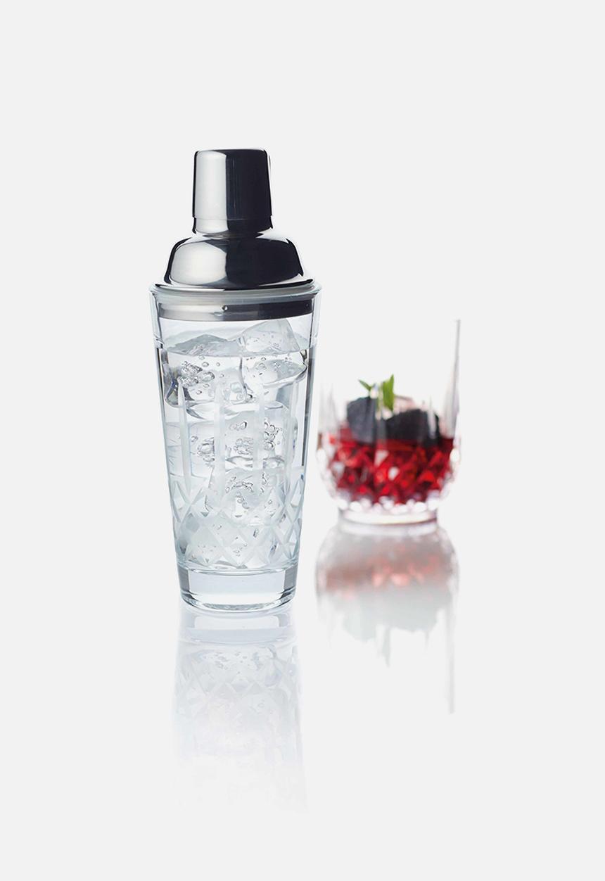 Kitchen Craft - Cut glass 350ml cocktail shaker - silver