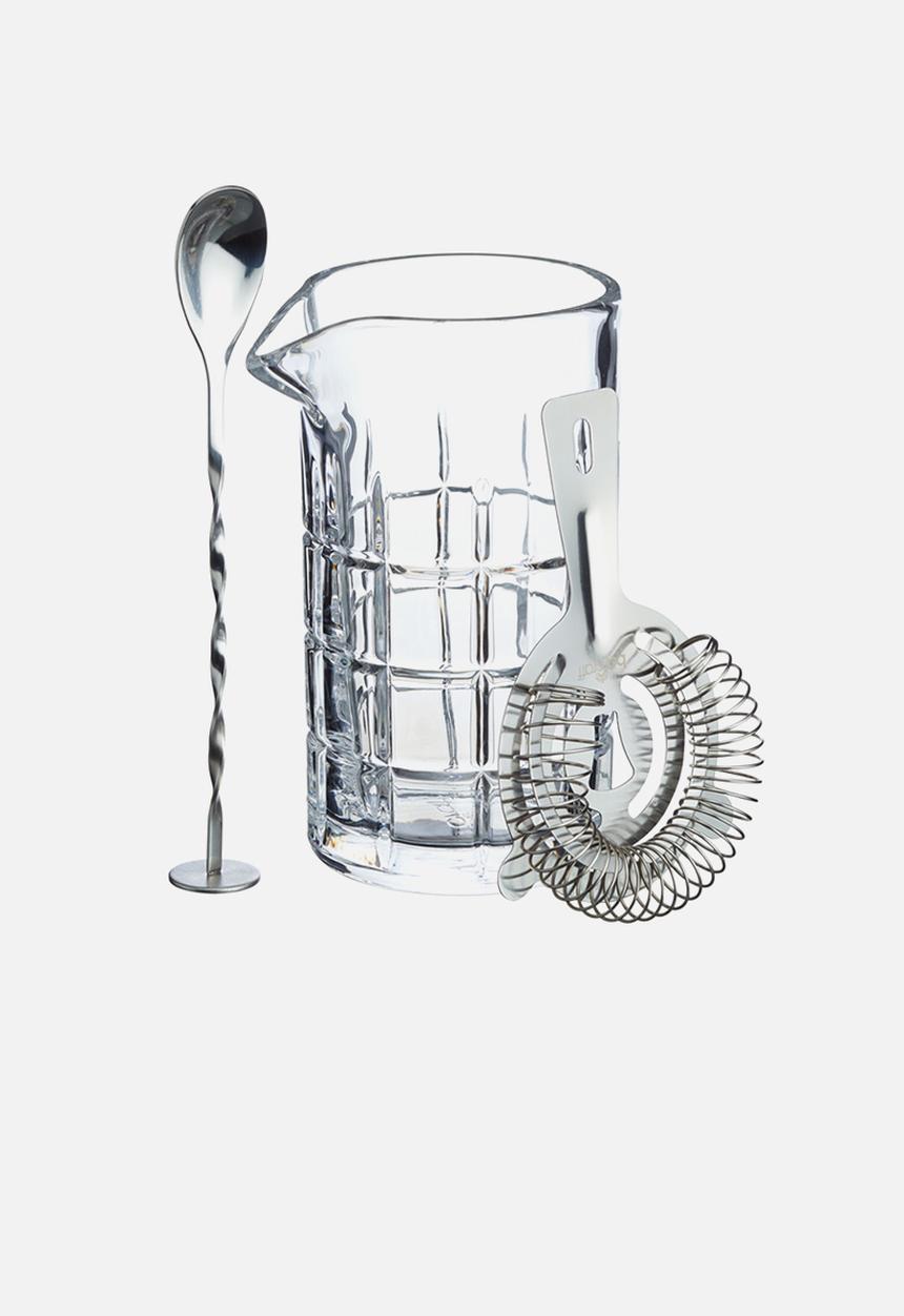 Kitchen Craft - Cut glass effect 500ml cocktail mixing set - silver