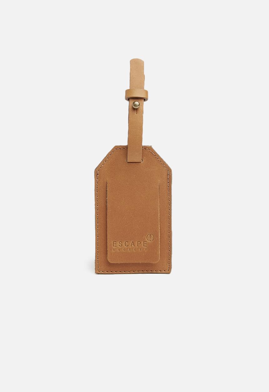 Escape Society - Leather luggage tag - tan