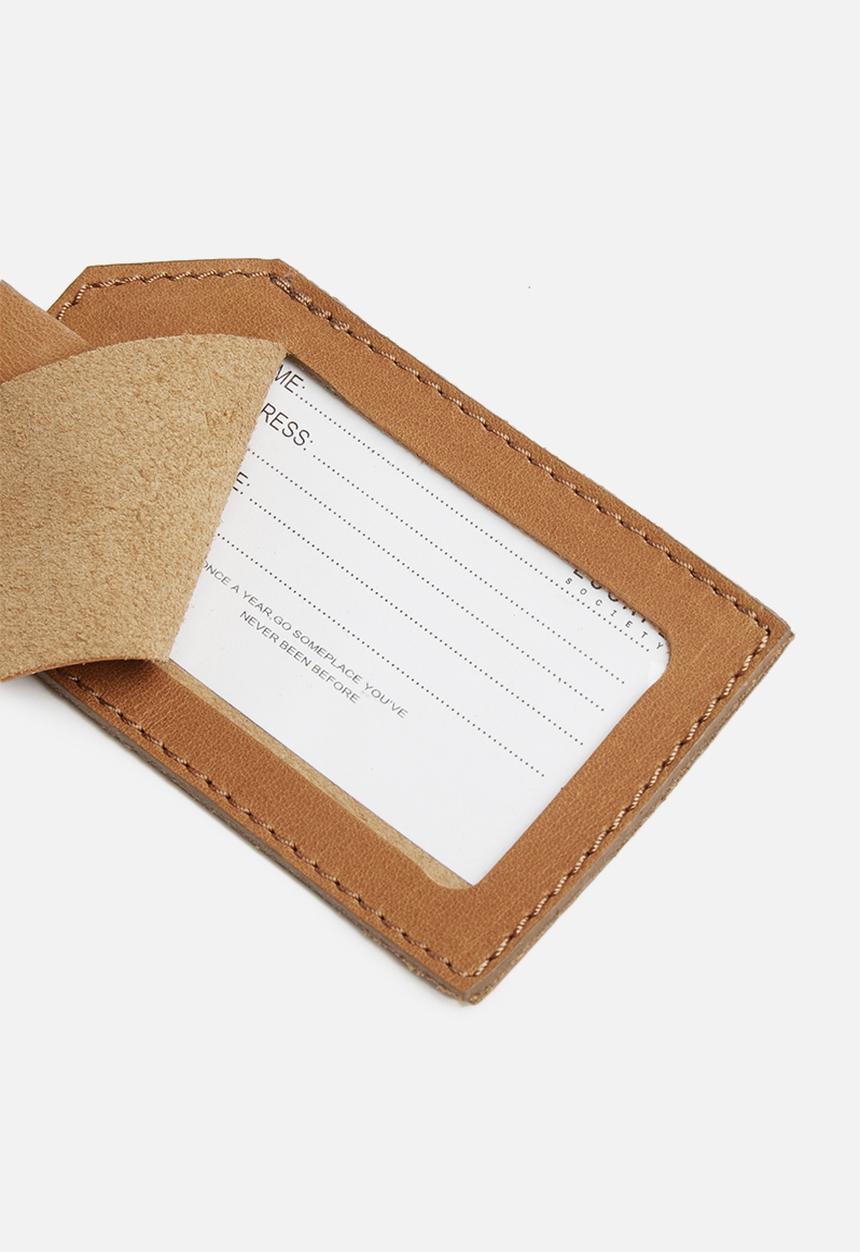 Escape Society - Leather luggage tag - tan