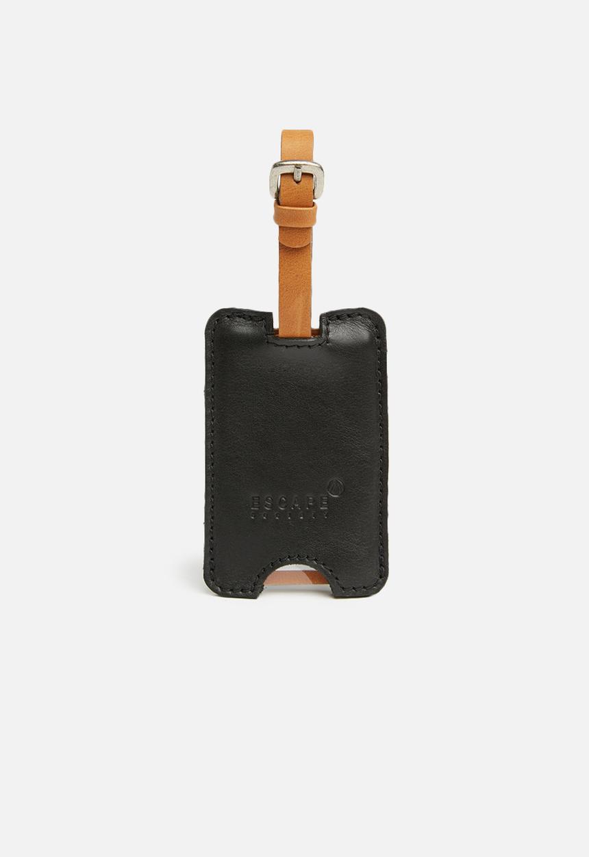 Escape Society - Peep-out leather luggage tag - black