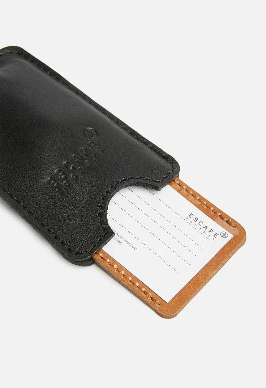 Escape Society - Peep-out leather luggage tag - black