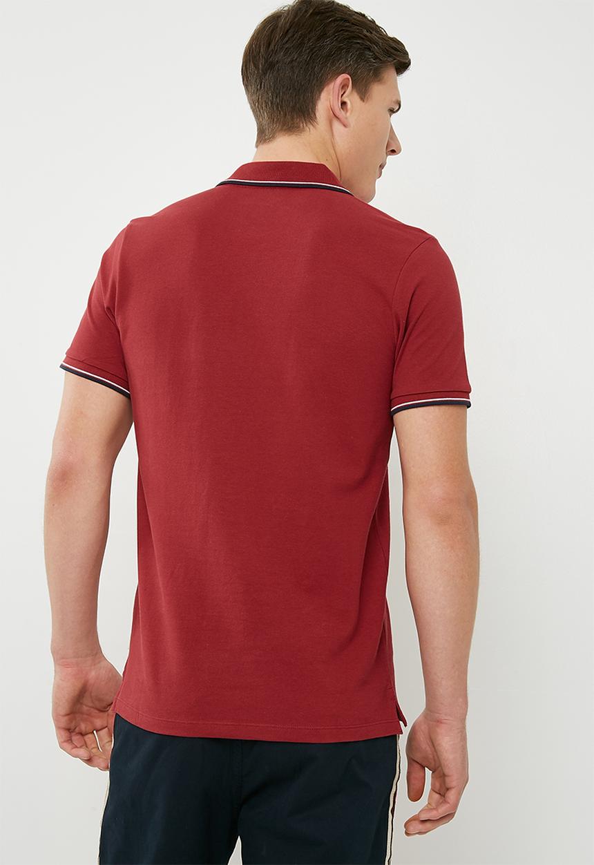 Jack & Jones - Contrast stripe polo - red 