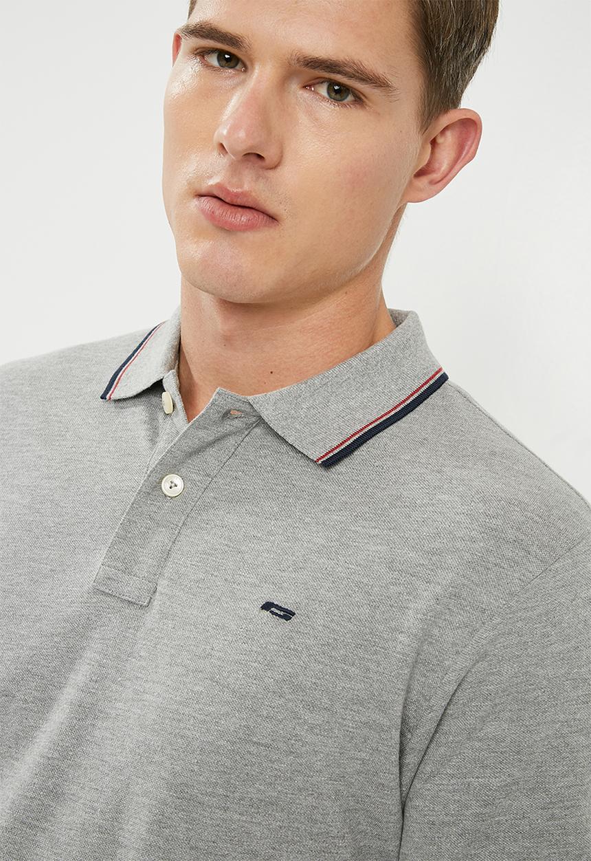 Jack & Jones - Contrast stripe polo - grey 