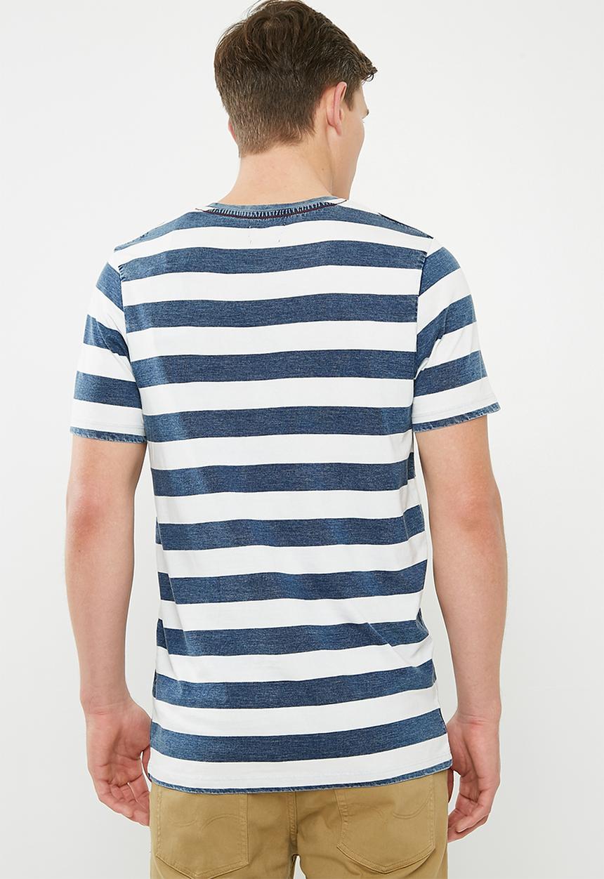 Jack & Jones - Stuart crew neck tee - blue & white 
