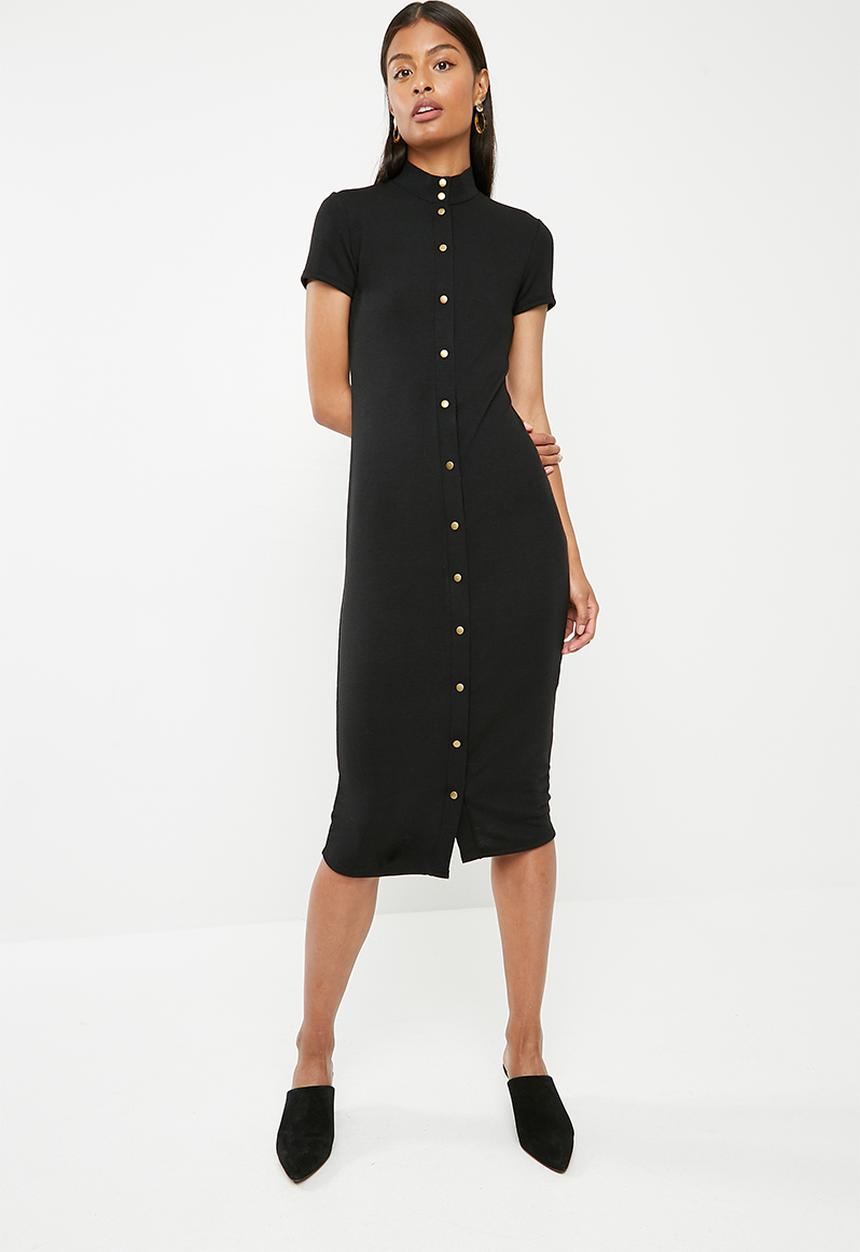Superbalist - Midi bodycon with popper detail - black 