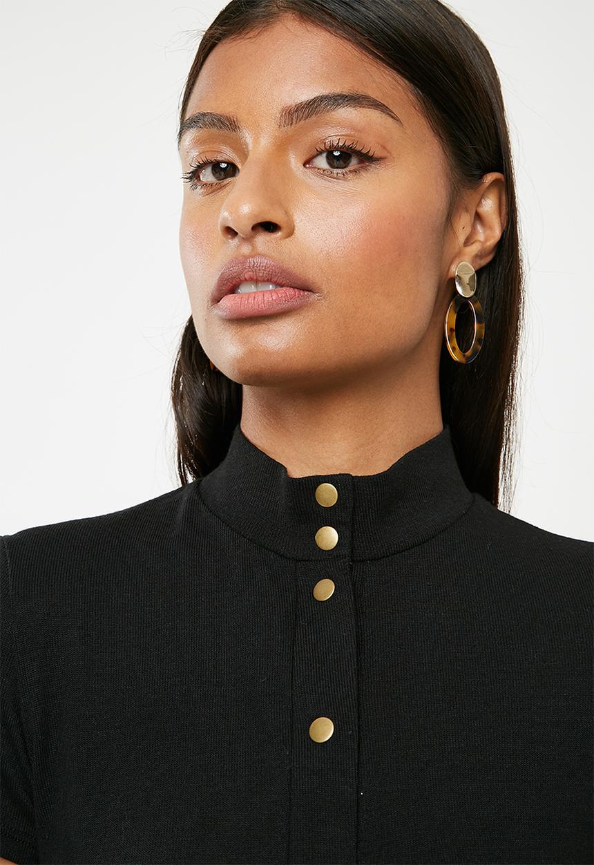 Superbalist - Midi bodycon with popper detail - black 