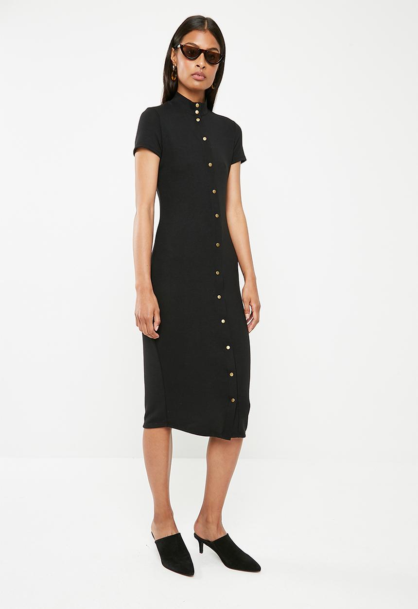 Superbalist - Midi bodycon with popper detail - black 