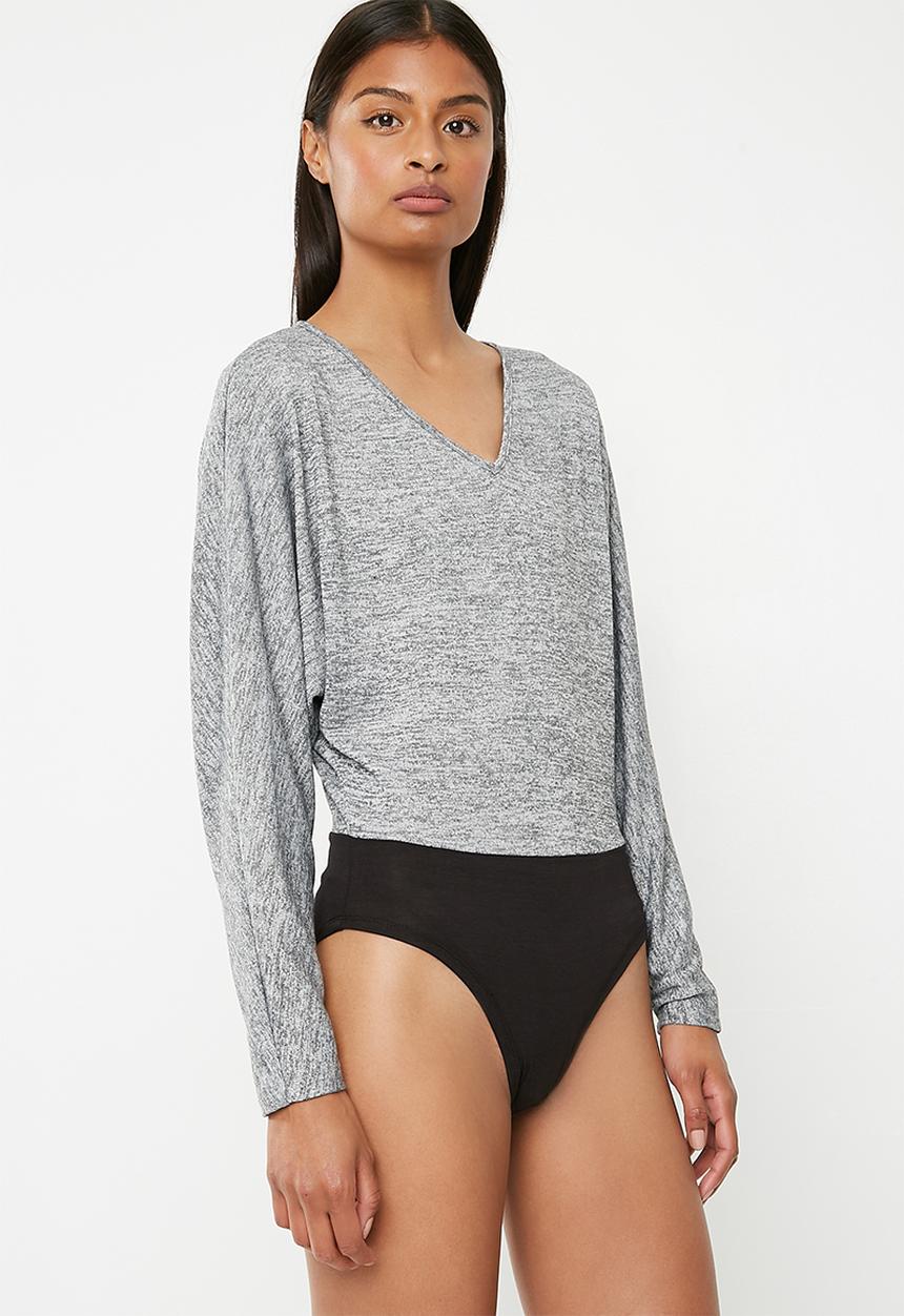 Superbalist - Cut and sew twofer bodysuit - grey 