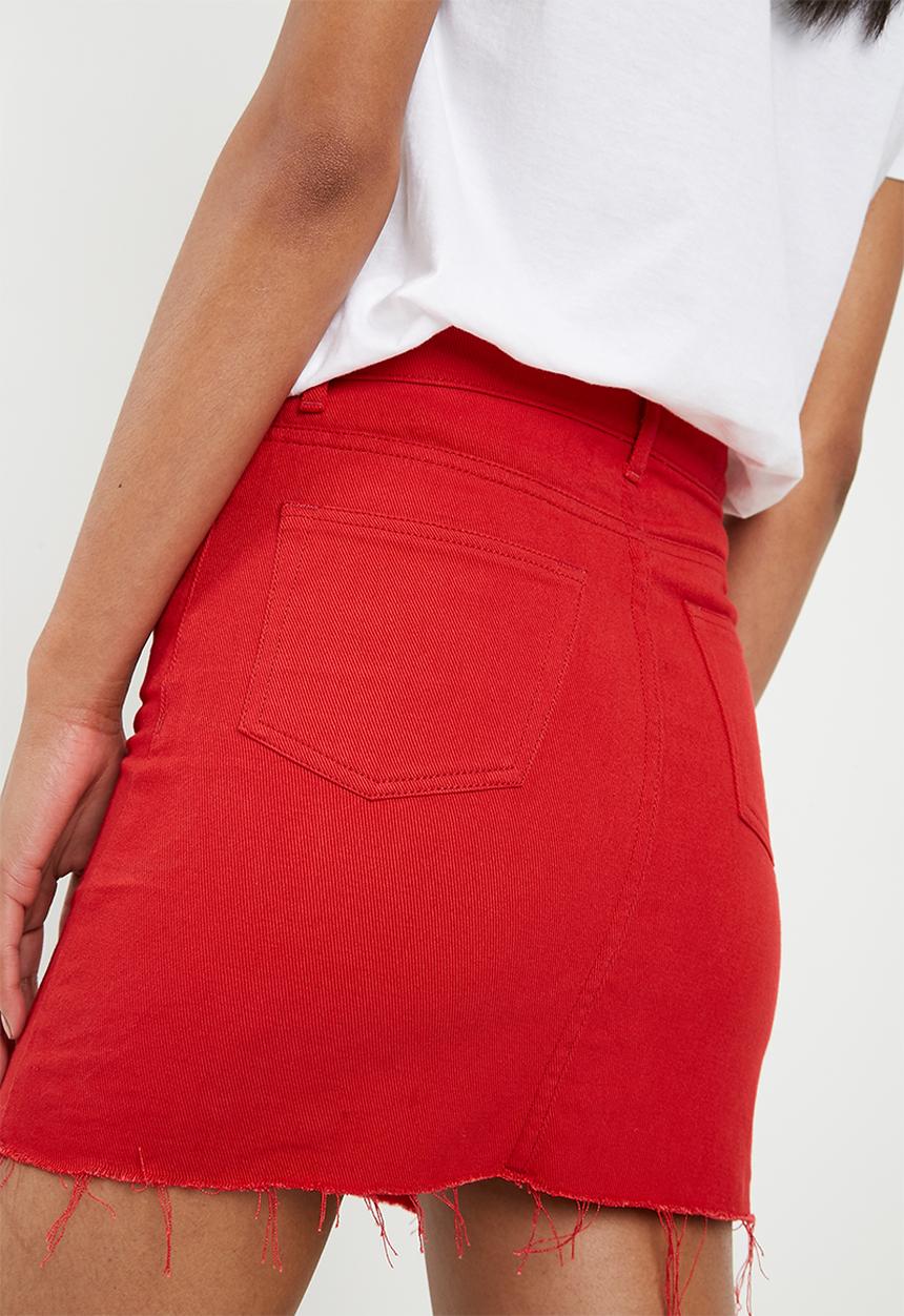 Superbalist - Denim A-line mini skirt - red 
