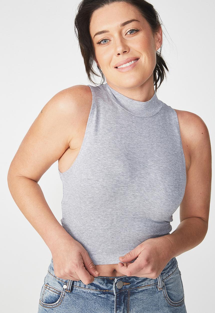 Cotton On - Sleeveless mock neck tank - grey