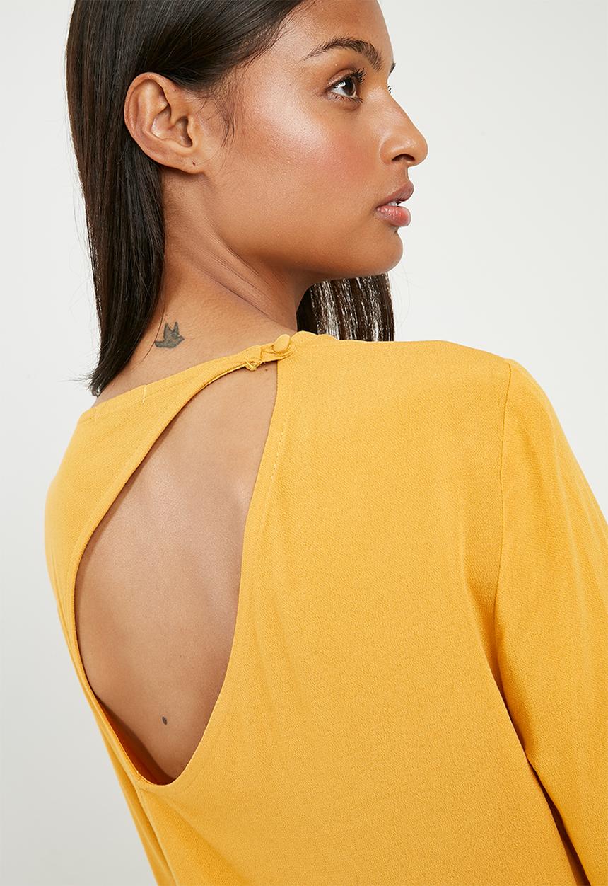 Superbalist - Asymetric back cut out midi dress - yellow