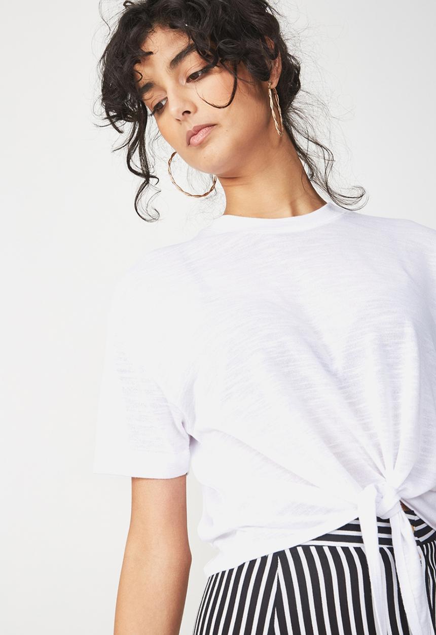 Cotton On - Charlise tie front top - white