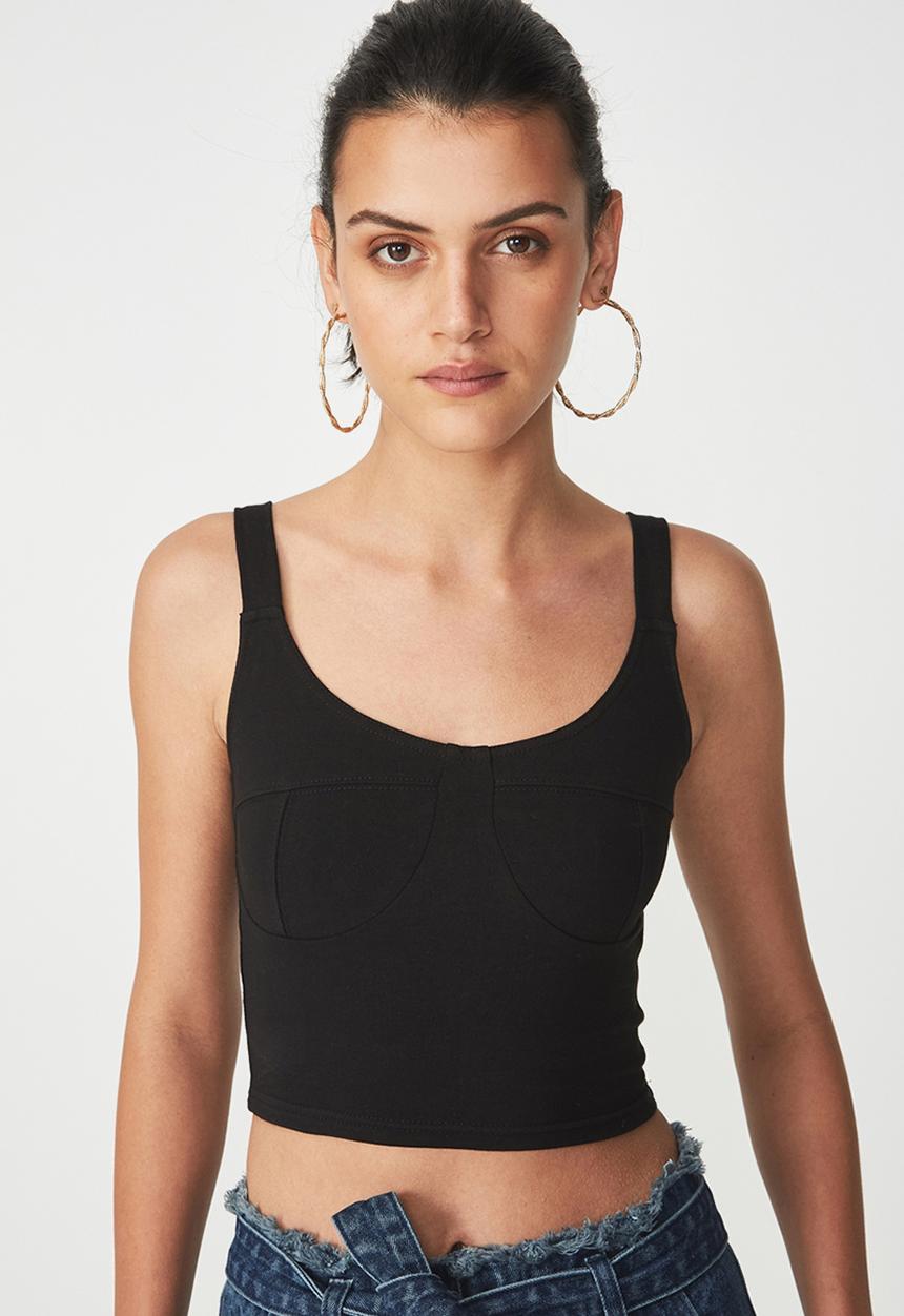 Cotton On - Jenna bustier cami - black