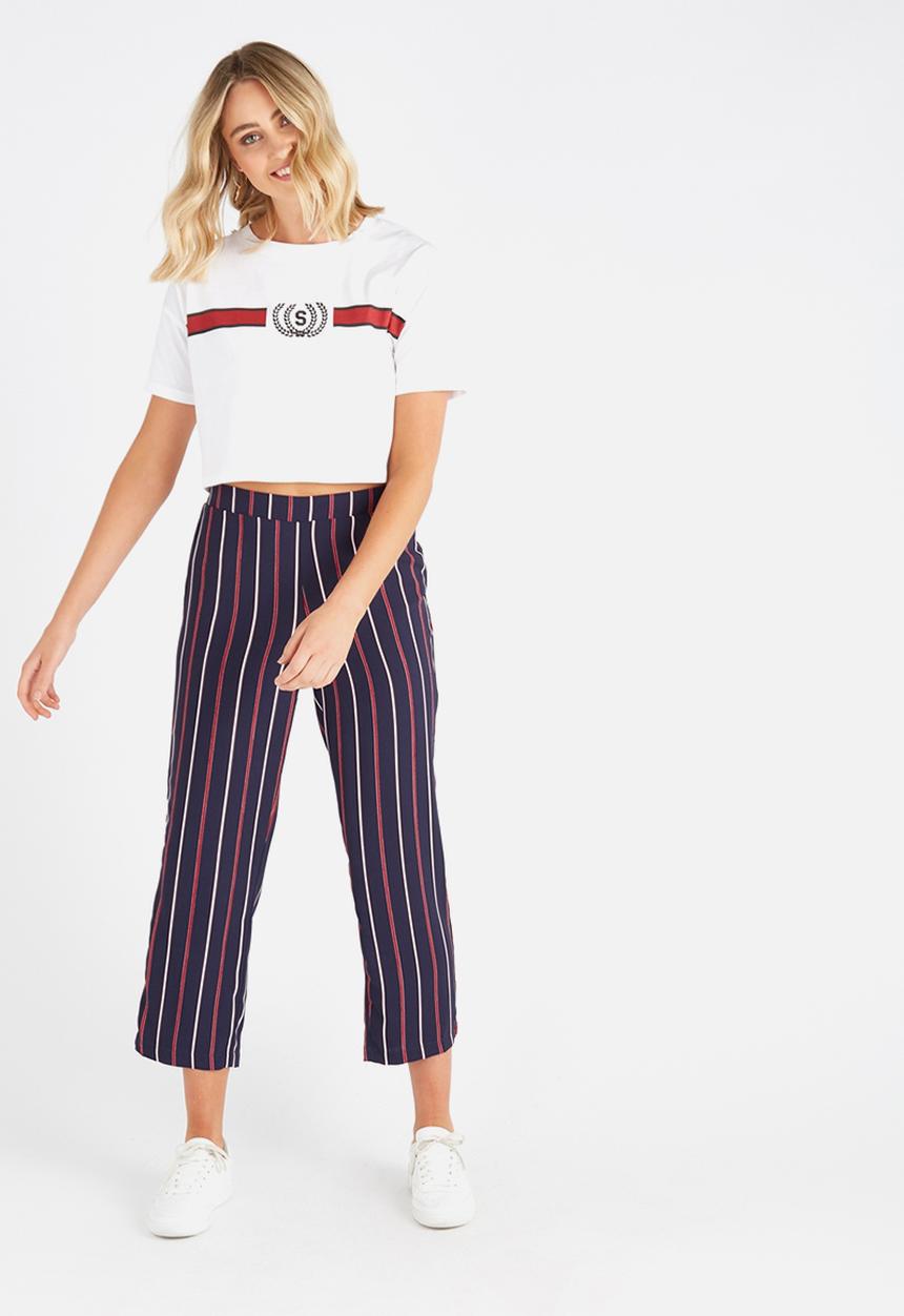 Supré  - Printed loose crop tee - white