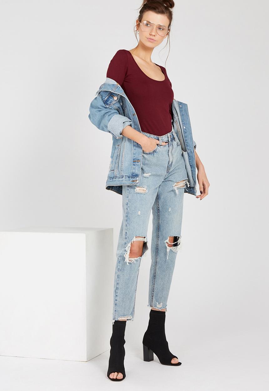 Supré  - Long sleeve scoop neck top - maroon