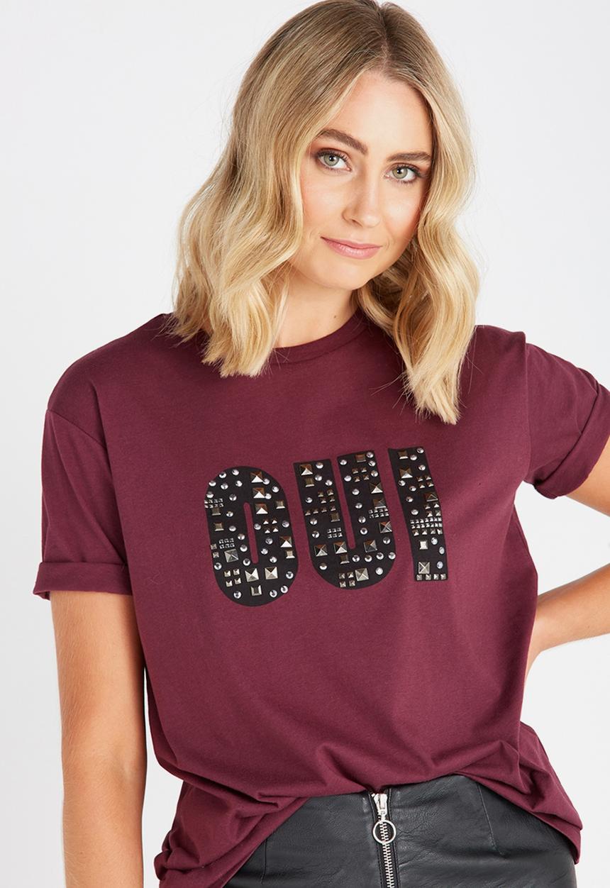 Supré  - Royal printed tee - burgundy