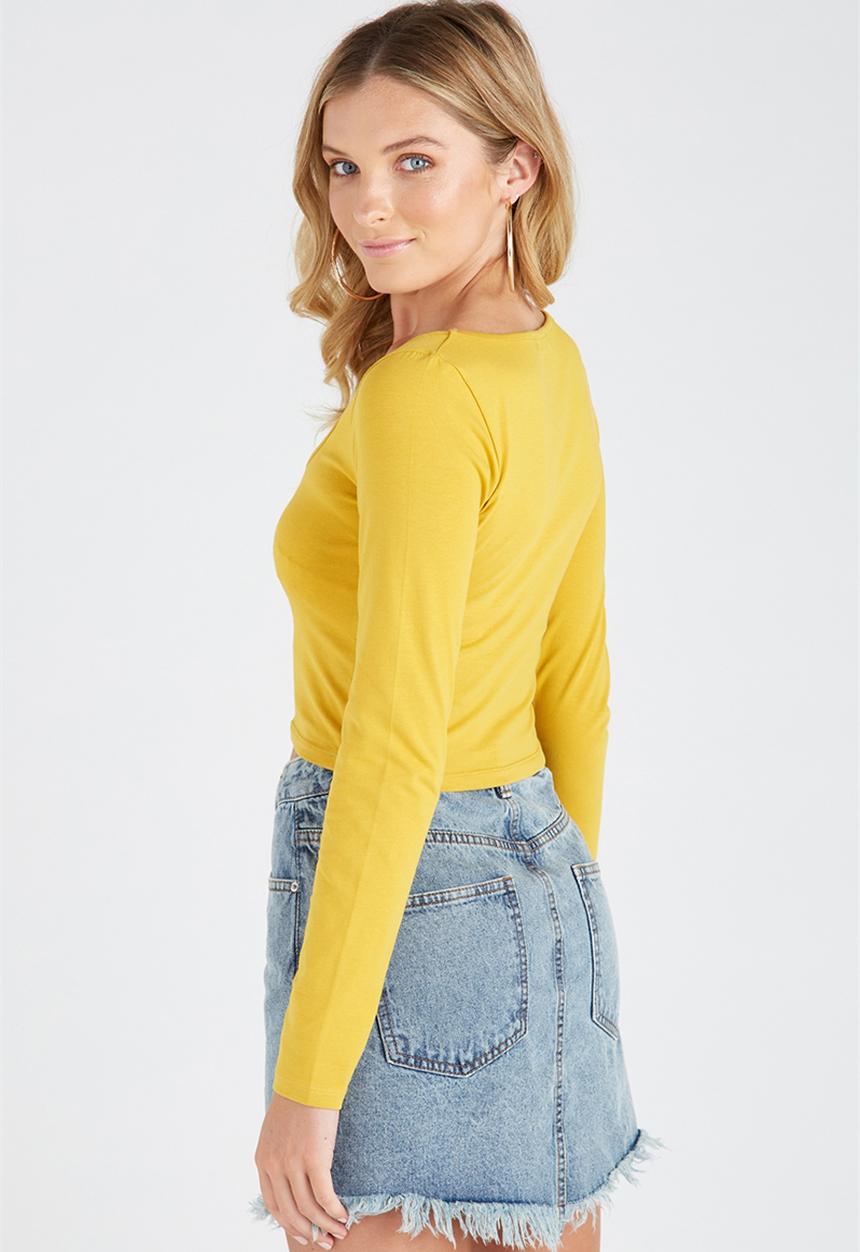 Supré  - Long sleeve tiny tee - mustard 