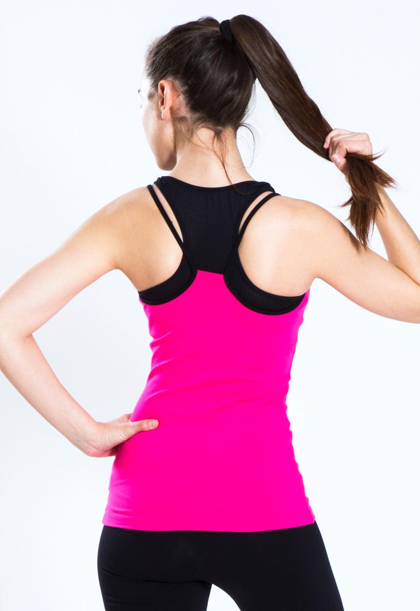 FIT Activewear - LS Singlet – Coral & Black