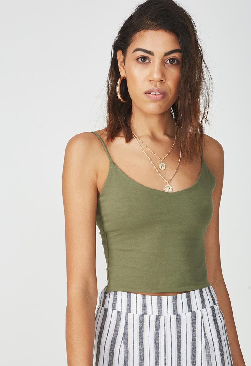 Supré  - Hayley neck cropped top - light khaki