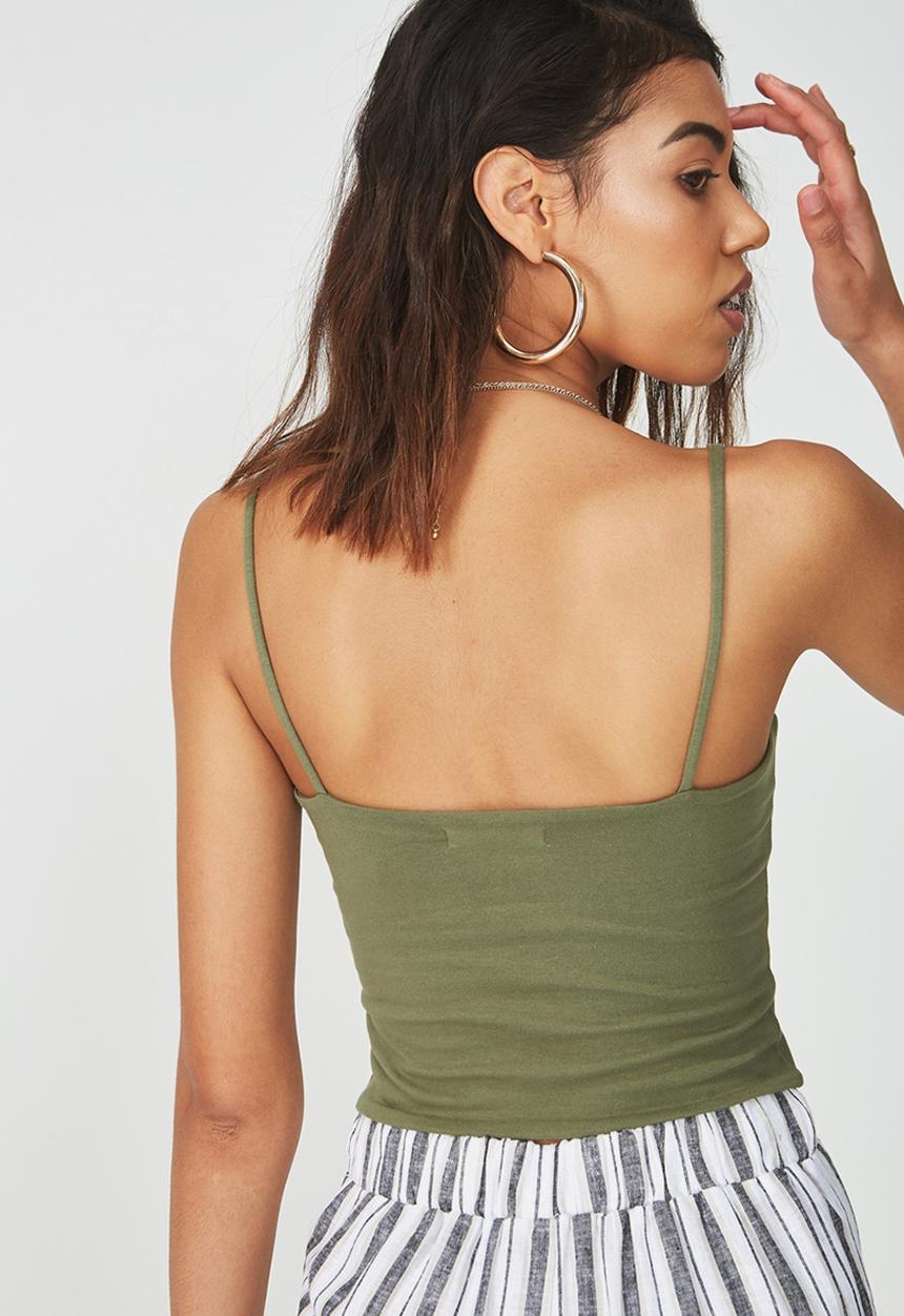 Supré  - Hayley neck cropped top - light khaki