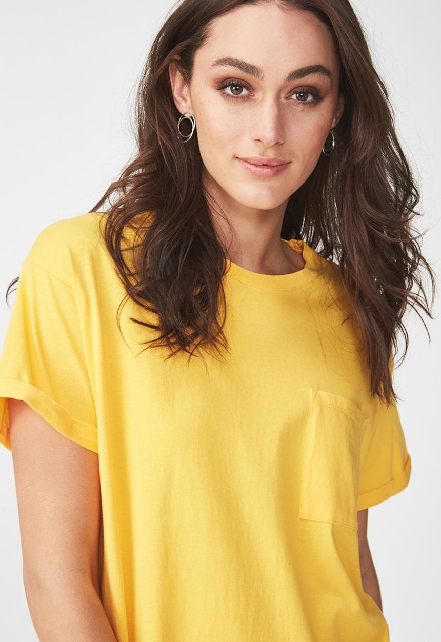 Cotton On - Boyfriend pocket tee - yellow