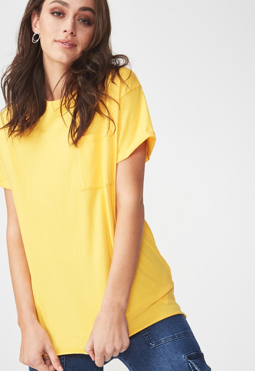 Cotton On - Boyfriend pocket tee - yellow
