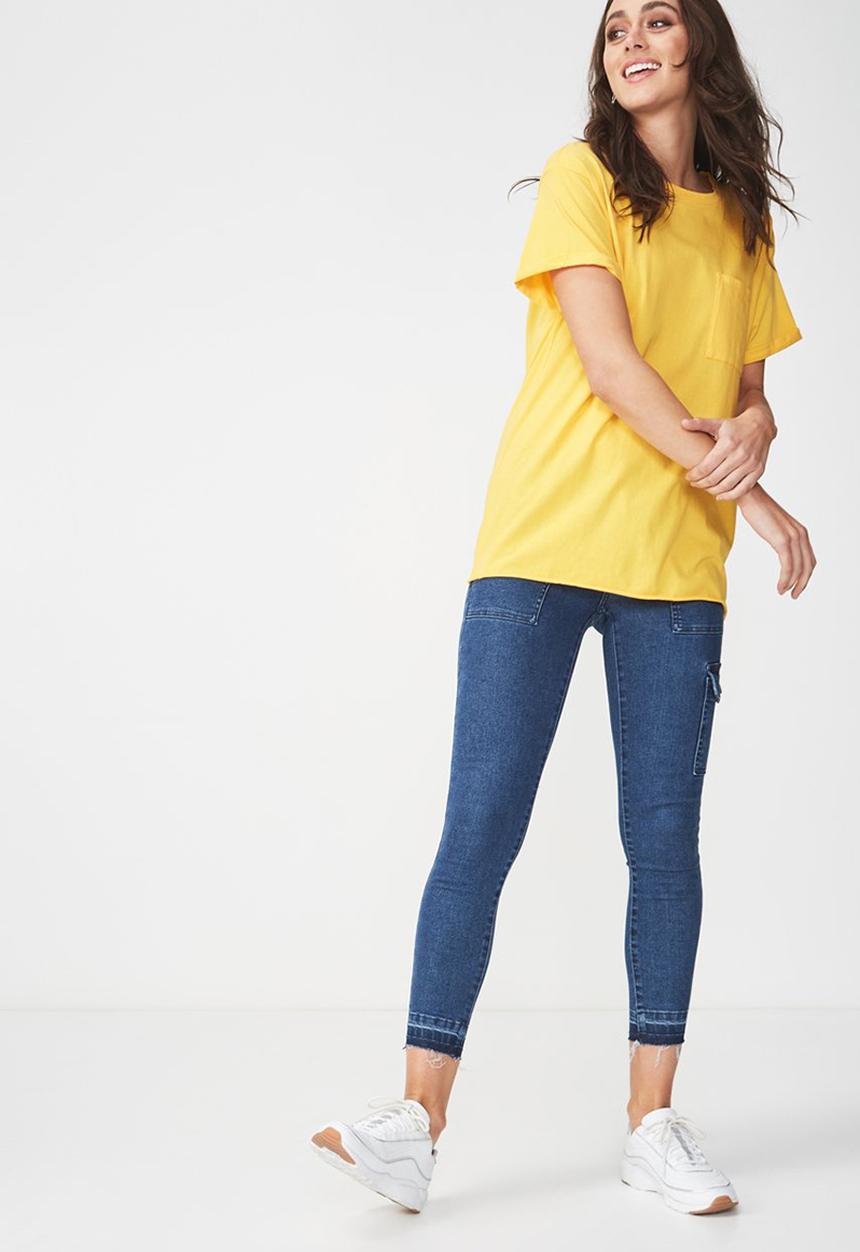 Cotton On - Boyfriend pocket tee - yellow
