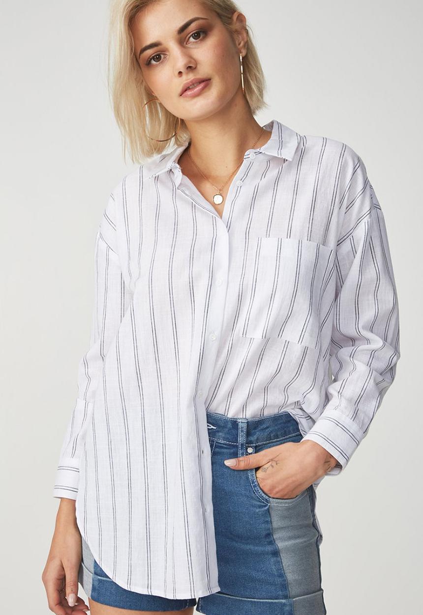 Cotton On - Monique shirt - white & black 