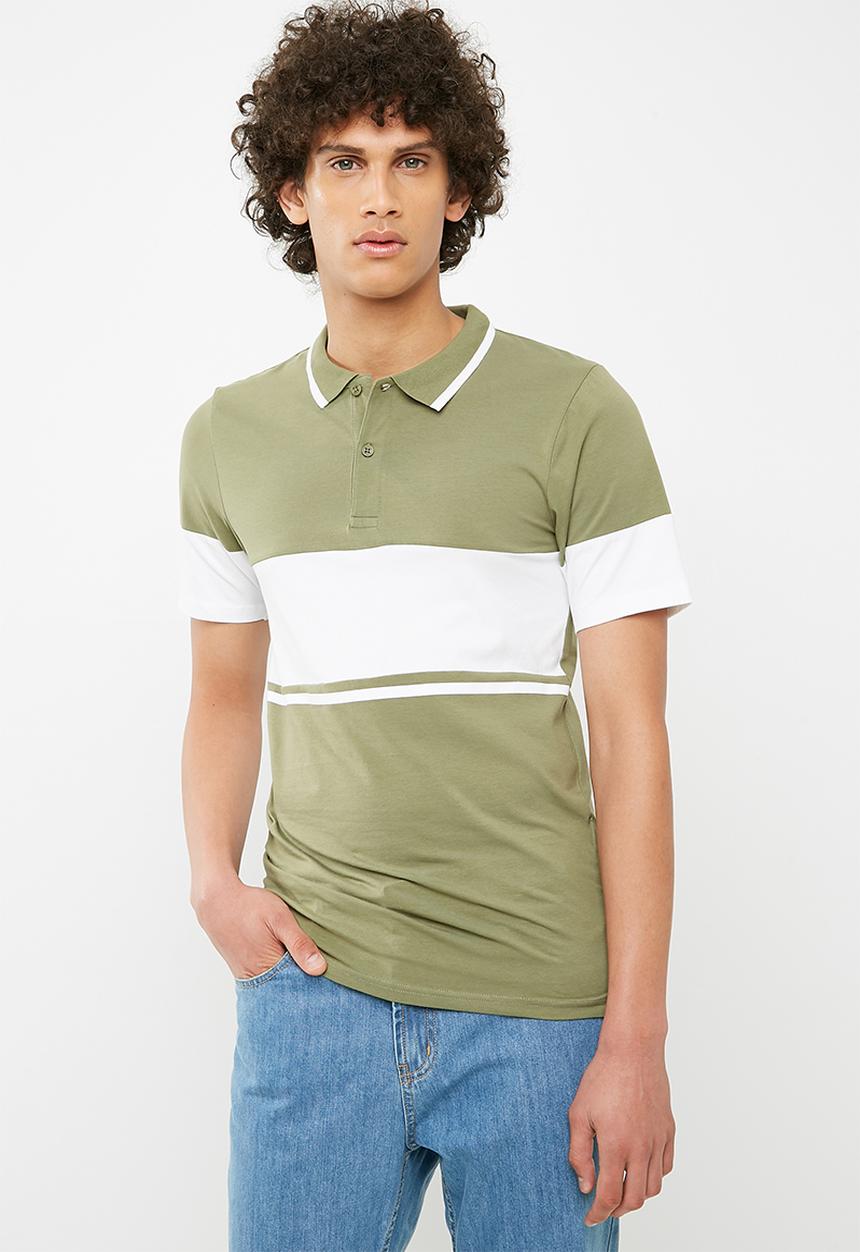 Only & Sons - Tom muscle fit colourblock polo - olive