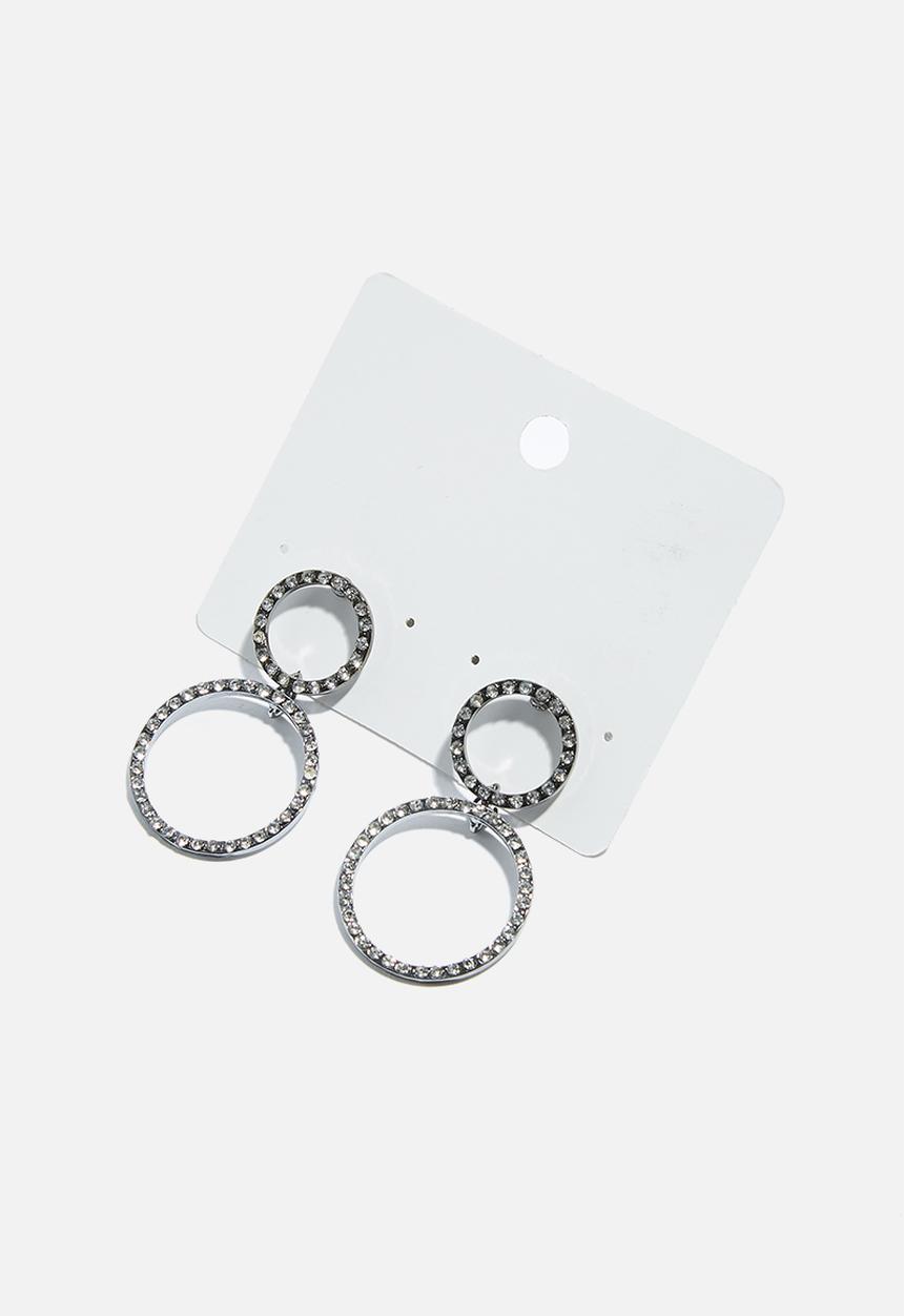 dailyfriday - Crystal double circle earrings - charcoal