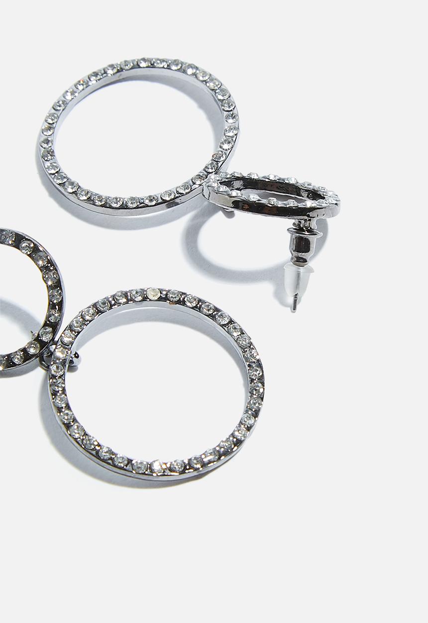 dailyfriday - Crystal double circle earrings - charcoal